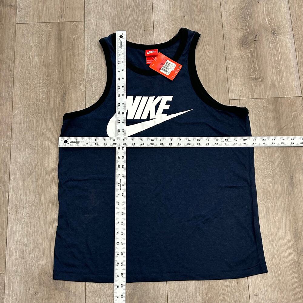 Brand New Nike Spellout Swoosh Logo Blue Navy Tank Top Tee Size Large L B22 - Picture 4 of 6